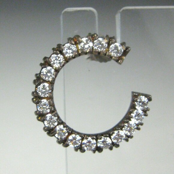 Crislu Sterling Silver Earrings 925 Hoop C USA Box  .7 in Pierced 4 g - Picture 2 of 8